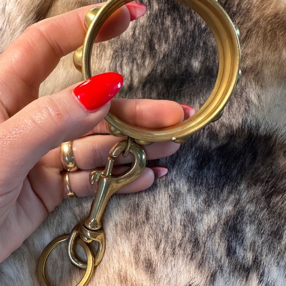 Solid Brass Studded Key Clip Bangle Bracelet - Picture 6 of 6